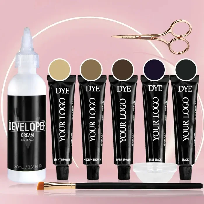 Private Label Brow Dye High Quality Eyebrow Tint in tube Professional Hybrid brown coffee color Permanent Brow Tint