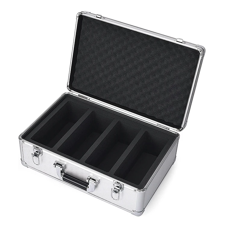 Well Designed Silver Aluminum Case Portable 4 Rows Aluminum Card Case