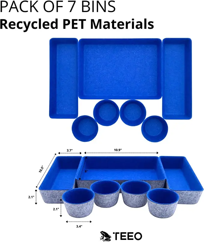 Custom felt desk organiser home office felt drawer divider organizer storage bin desk organiser