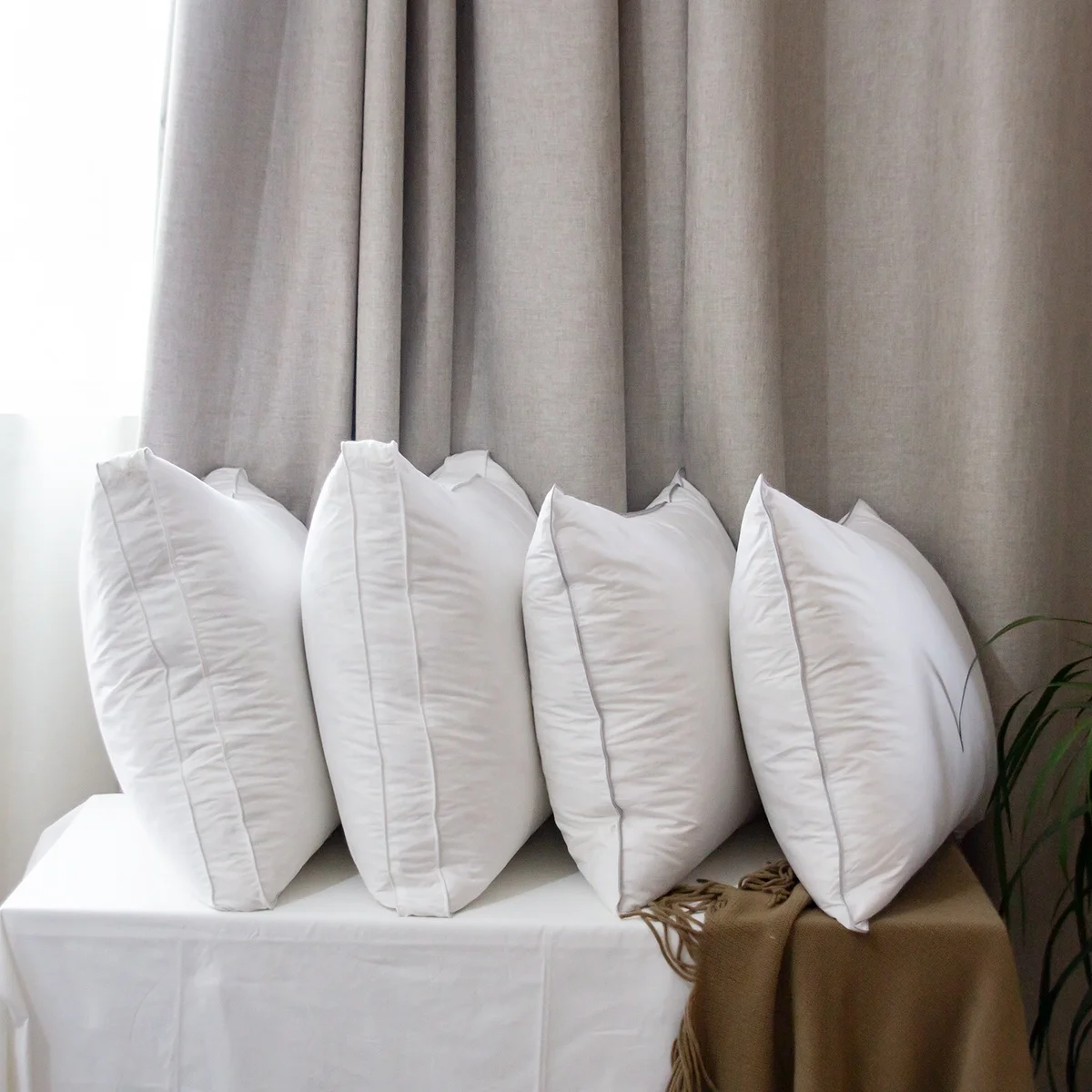 Throw Pillows Insert Duck Goose Down Feather White 20 x 20 Inches Bed and Couch Pillows Indoor Pillow Insert