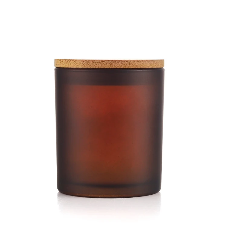 8 oz 10 oz 14oz black grey brown amber candle jar with thin lid wholesale clear frosted glass candle jars with wooden lids