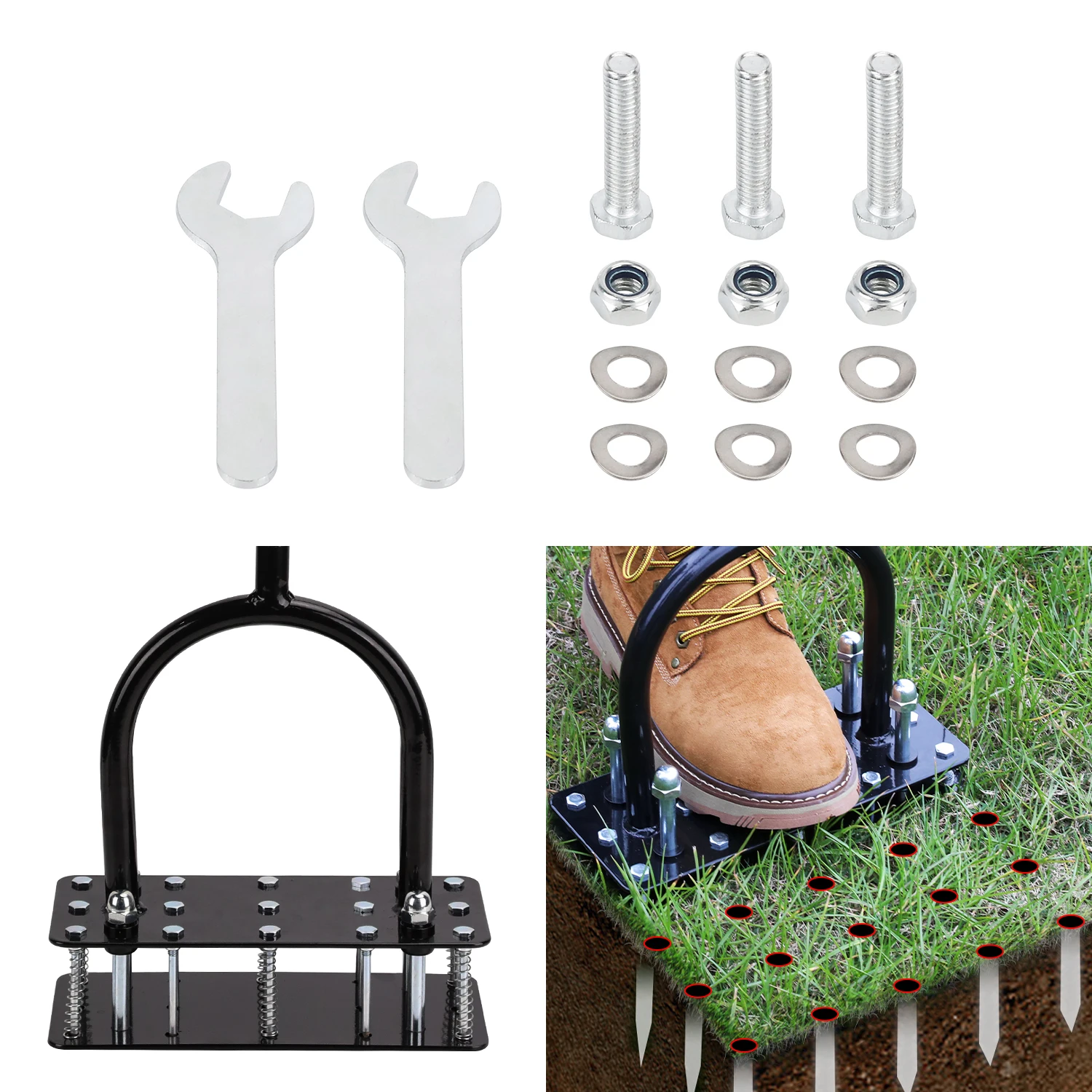 IFIXPRO Lawn Aerator Spike Metal Manual Dethatching Soil Aerating Lawn With 15 Iron Spikess