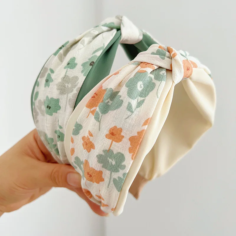 Summer Floral Cross Knot Headband  Popular for Net Red Washing Face and Rustic Look