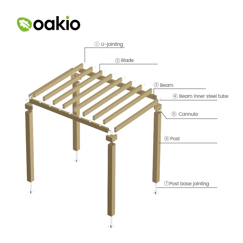 Waterproof  WPC Garden Gazebo Roof Outdoor Wood Plastic Composite Pergola