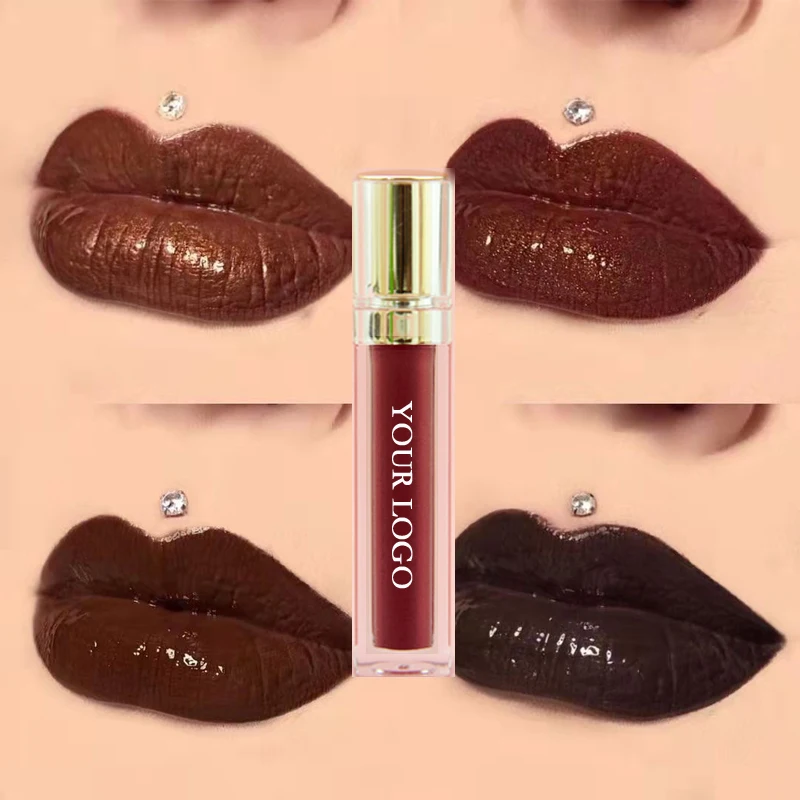 New arrival makeup cosmetics high pigment vegan custom logo lip gloss nude brown lip gloss