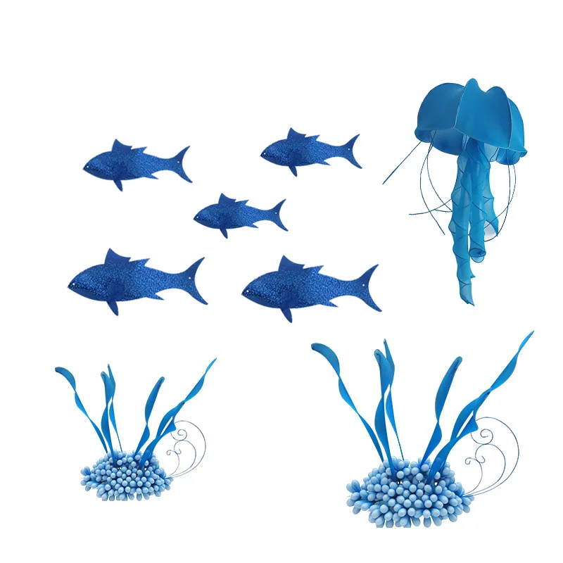 Spring and Summer new art gallery props ocean fish theme wedding stage background show window decoration layout props