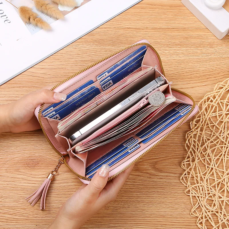Lock splice pu long zipper Clutch phone woman wallet carteras para mujer porte feuille homme cuir carteira masculina