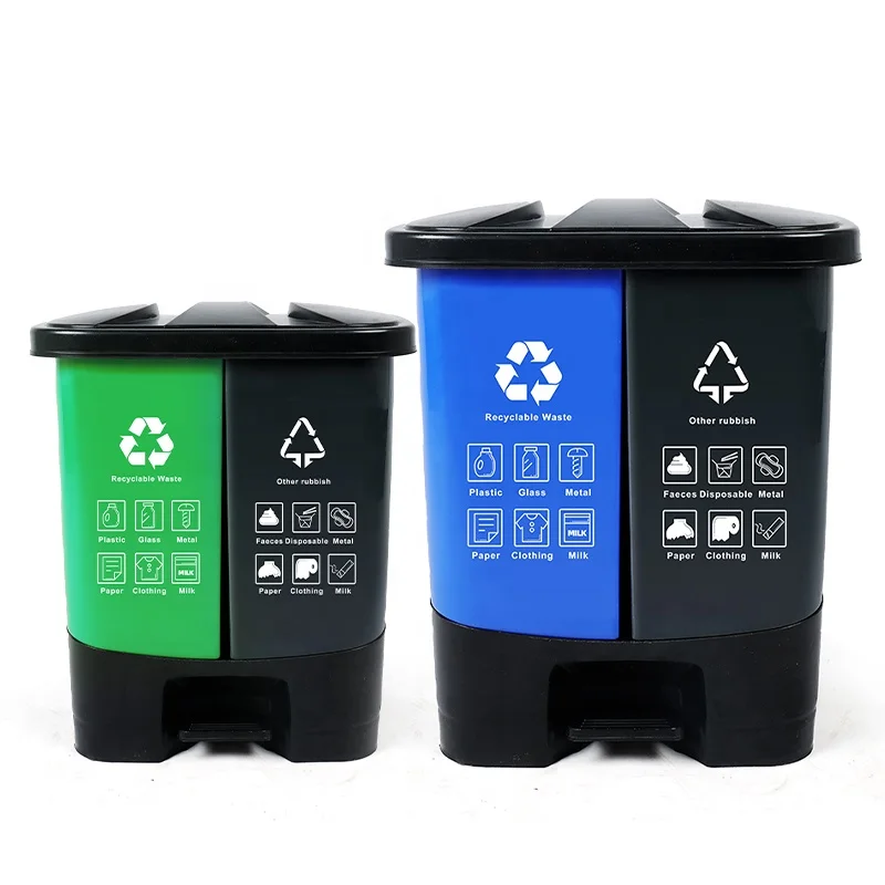 60L Step Pedal Garbage Bin glass/paper/ plastic/cardboard waste Bin sorting trash can