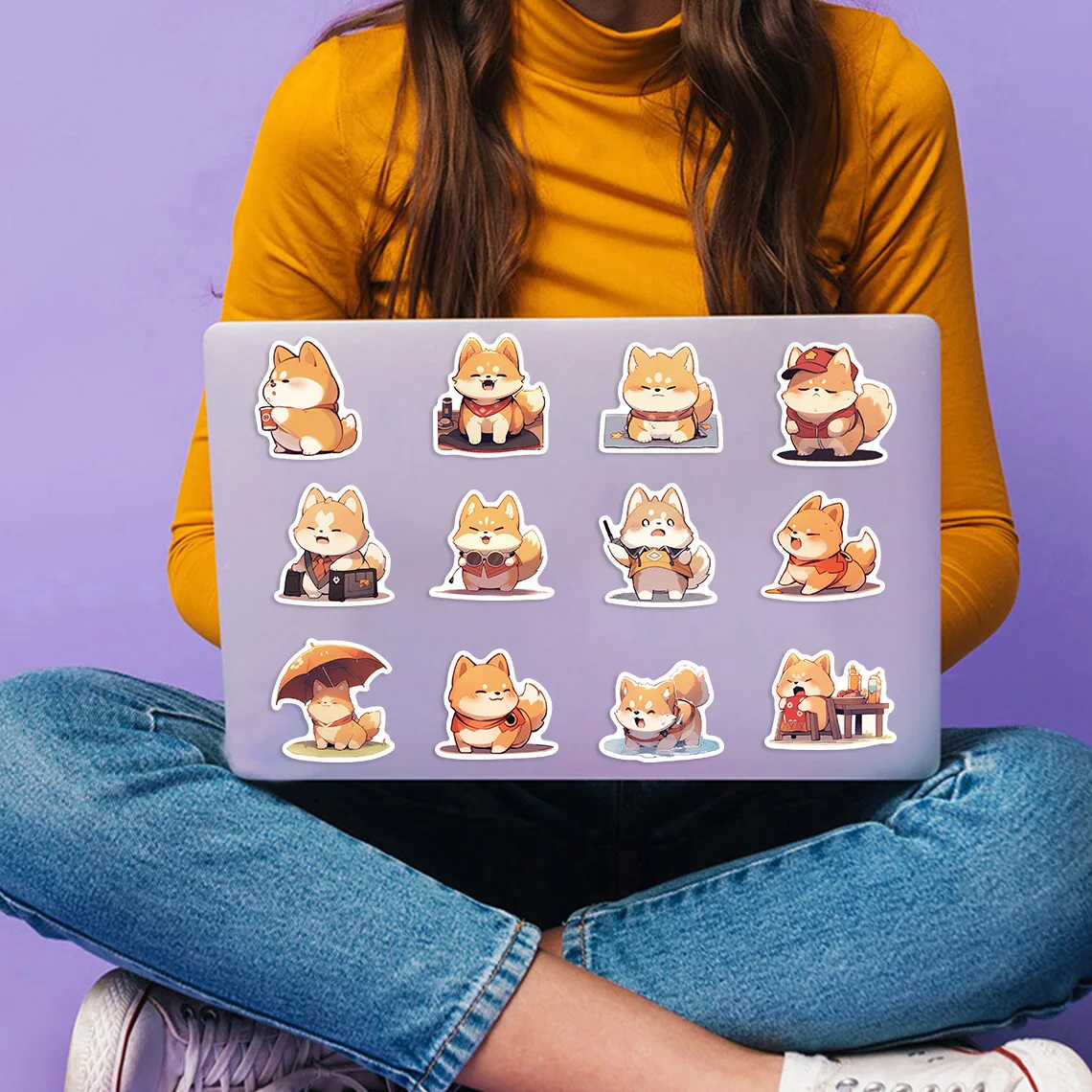 50pcs/pack Cute Cartoon Animal Dog Stickers Waterproof Vinyl Stickers for Mobile Phone  Wall for Kids