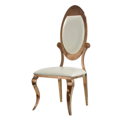 Modern Oval Back Rose Gold Stackable Metal Stainless Steel Dining Chairs Royal Hotel Hall Wedding Party Dinning Chairs