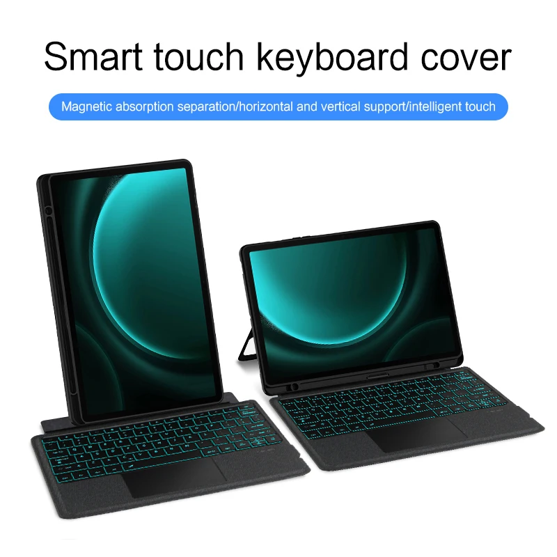 Smart Magic Keyboard Case For Samsung Galaxy Tab S9 FE Plus 12.4 inch S9 FE+ Tablet With Backlit Blue tooth TouchPad Keyboard Co