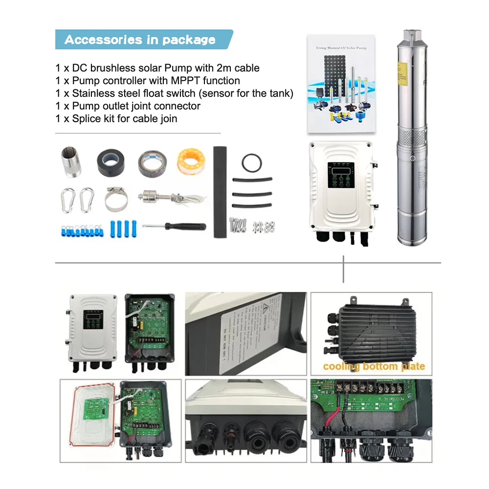 Maxbo 3inch 2hp 3hp 4hp 5hp 7hp 7.5hp 15hp 20hp 25hp 40hp dc submersible well solar water pump