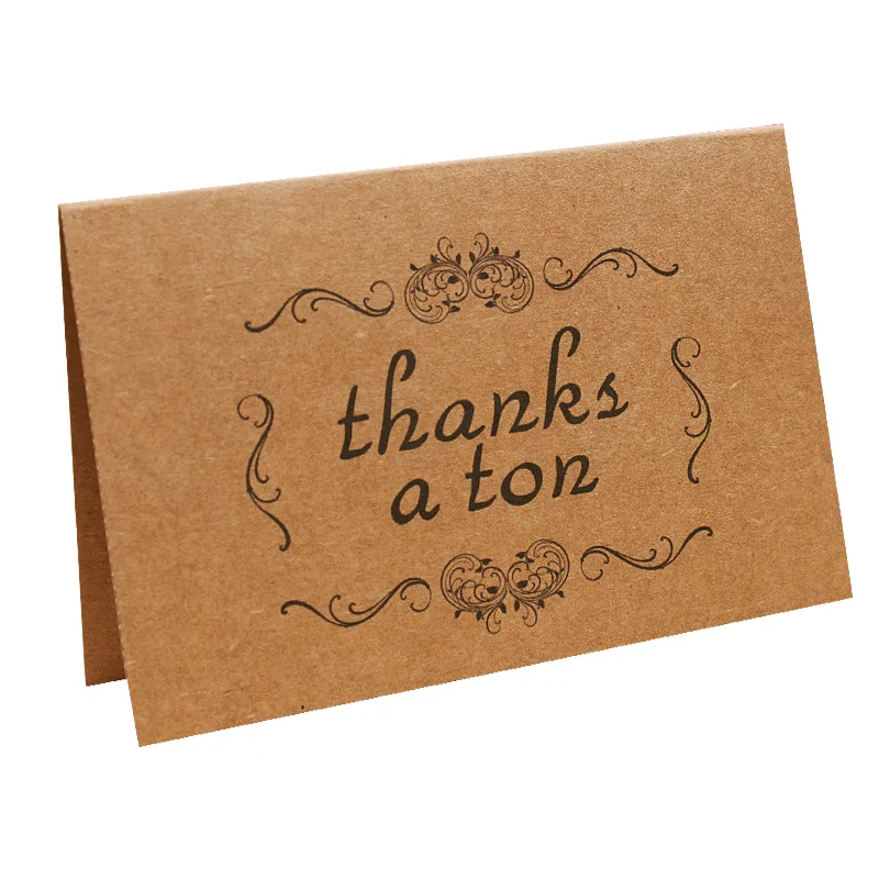 Wholesale Custom Printing Personalized Thank You Card Kraft Paper Holiday Small Business Greeting Cards with Envelopes