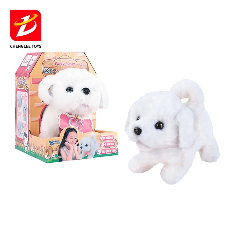 B/O Animal Plush Pet Dog Toys Set Talking Sounds Soft Toy Pretend Play Game Set For Kids