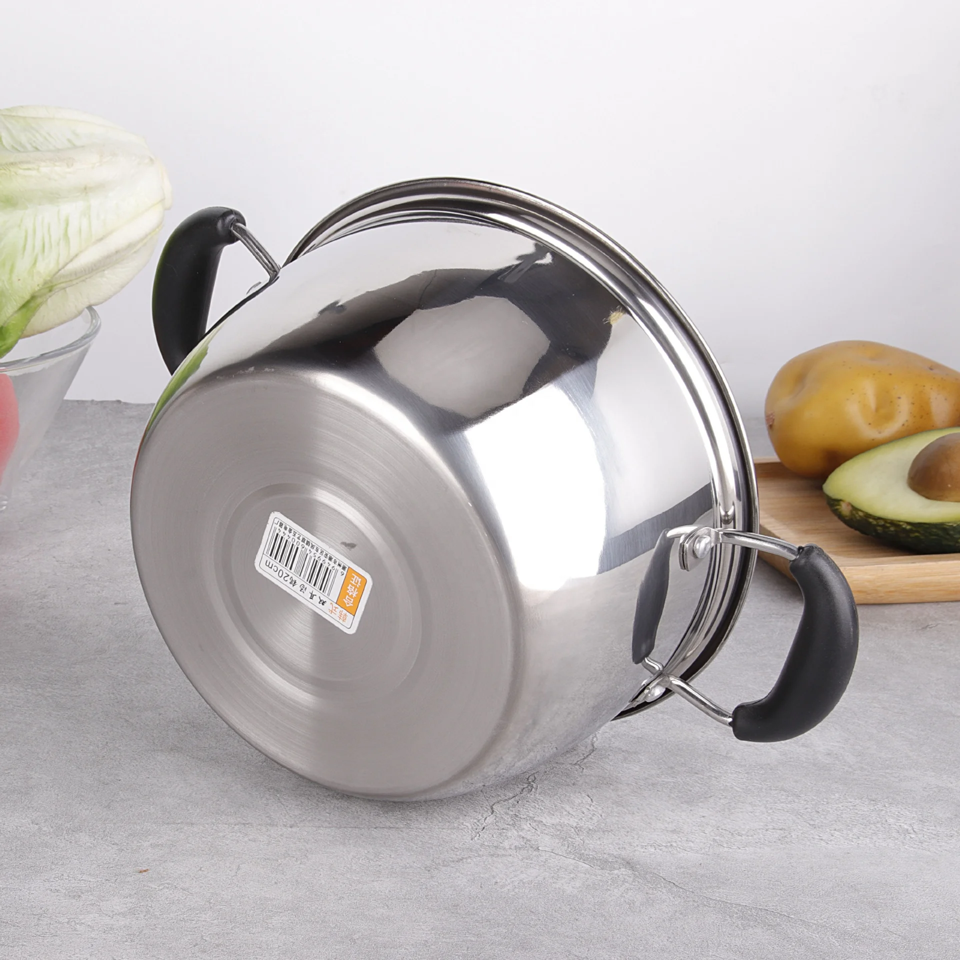 18 CM Wholesale home kitchen cookware stainless steel casserole soup pot with glass lid single bottom