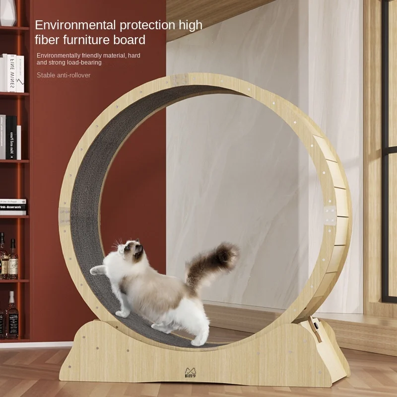 Cute Cat Toys Running Wheel Treadmill Roller and Climbing Frame Quiet Pet Exerciser Cat Run Sustainable Wood Carton 16 REPTILES