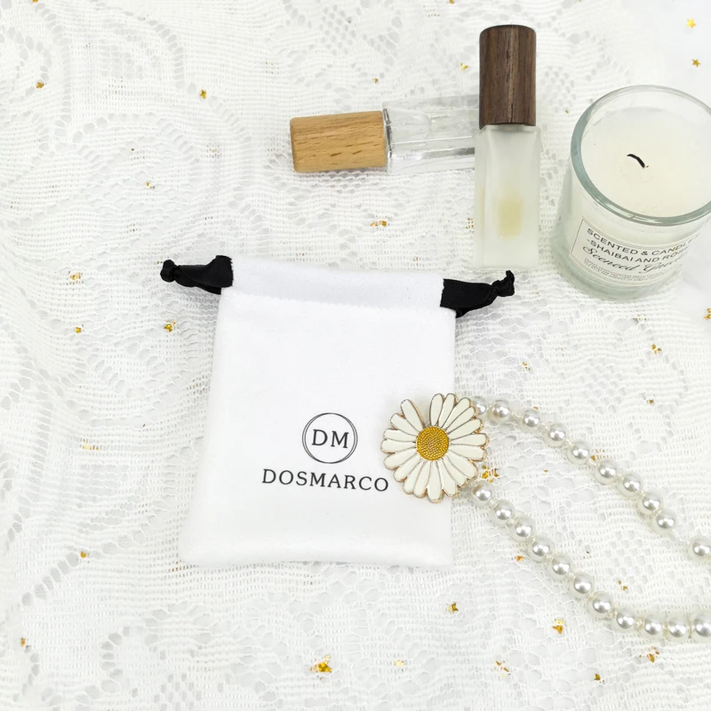 Оптовая продажа на заказ 7*9 см белый бархатный мешочек шнурке для ювелирных изделий парфюмерные подарки часы очки серьги ожерелья печать логотипа