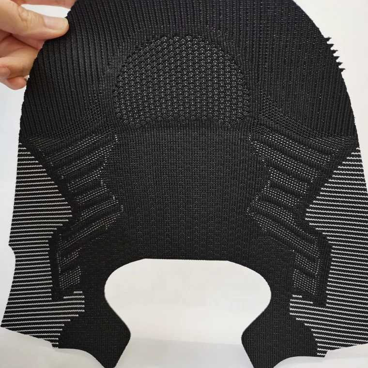 Solid Black Striped Color Mesh Knitted Sneaker Polyester Knitted Upper Mesh Fabric Sport Shoe upper