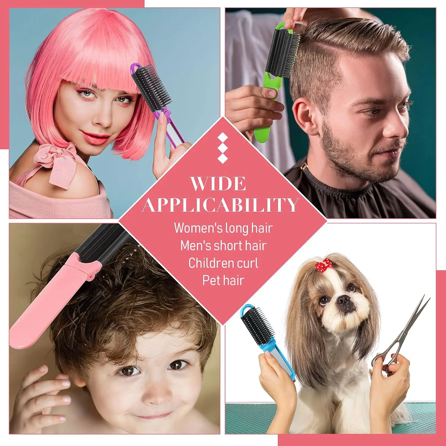 Wholesale Foldable Mirror Travel Portable Lightweight Small Makeup Hairbrush Pocket Hair Comb