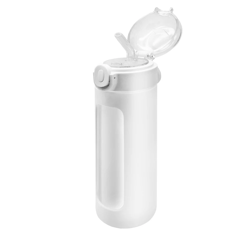 Reusable Leakproof Drinkware Outside High Borosilicate Glass Water Bottle with Straw