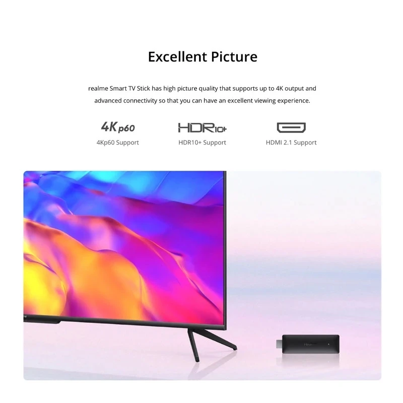 Global Version Realme 4K TV Stick 2GB 8GB ARM Quad Core BT 5.0 HDMI 2.1 Smart For Google TV Stick
