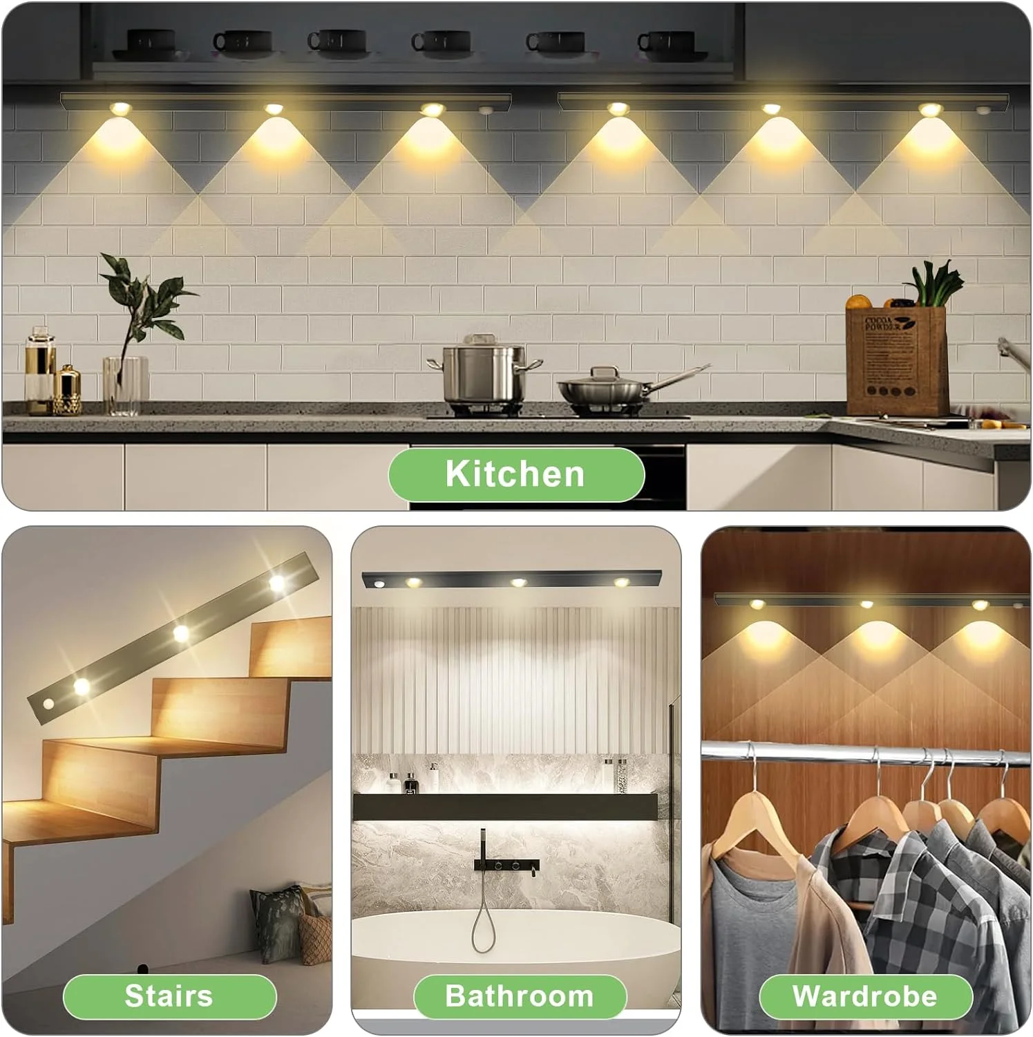 Ultra-thin Indoor Under Cabinet Lighting Aluminum Strip Kitchen Closet Lights Led Motion Sensor Light for Kitchen