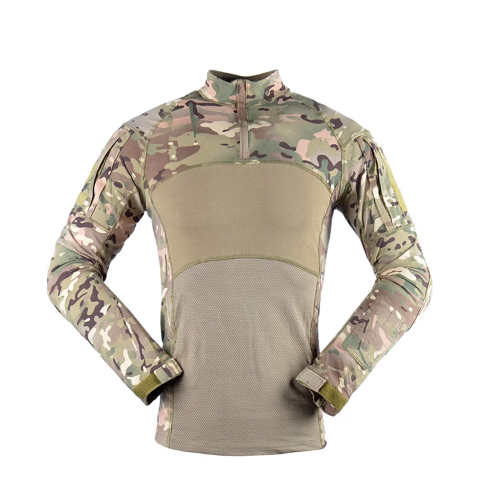 Outdoor Combat Shirts Tactical Knitted Clothing Uniform CP Camouflage Suit Breathable Work Clothes Shirt