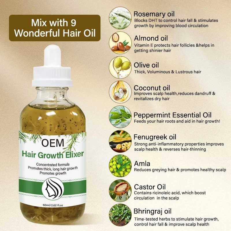 Customised Herbal Blend Rosemary Infusion Extreme Hair Growth Scalp Massage Oil Mint Castor Anti Alopecia Hair Strengthening Oil
