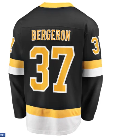 2021 New #37 Patrice Bergeron Boston Bruin Fana_tics Branded Captain Alternate Premier Breakaway Player Hockey Jersey - Black