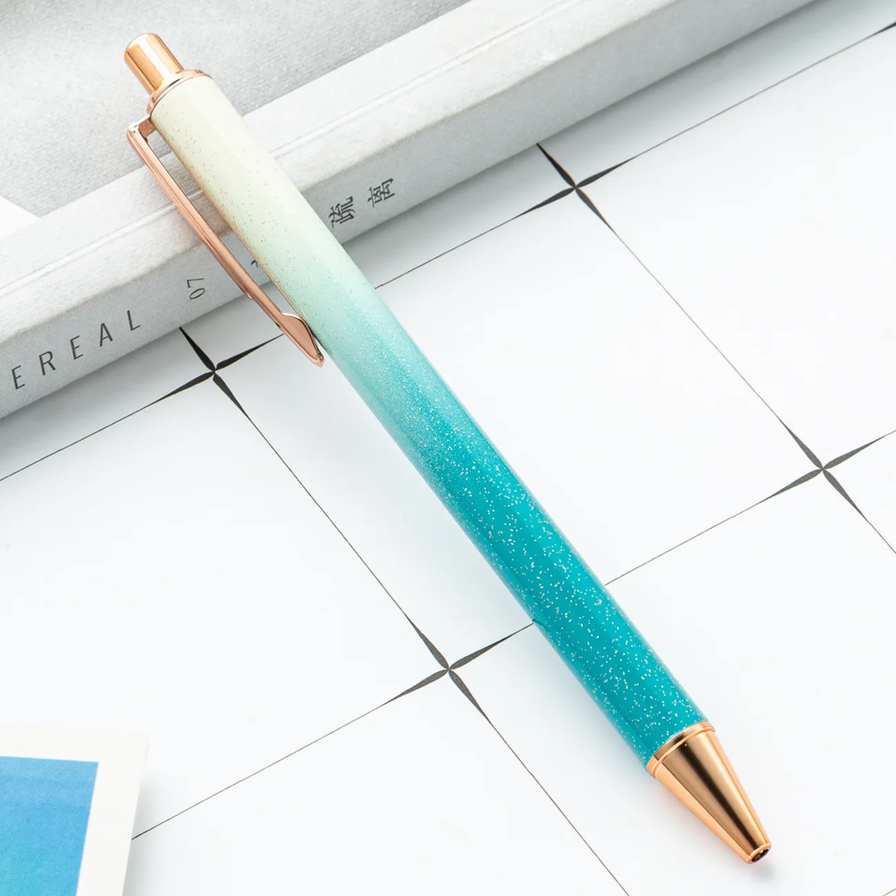 Promotional Customized Gradually Changing Color Gradient Metal Pen For Lady Girls