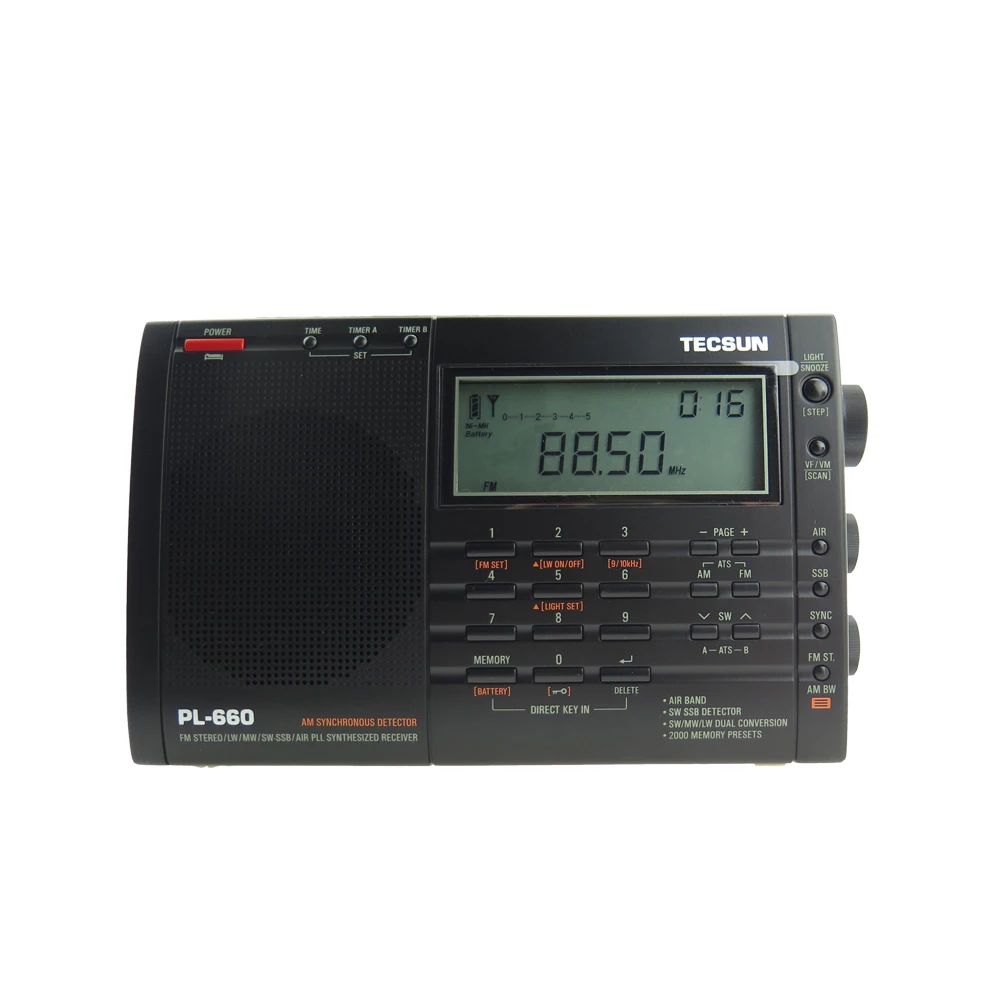 TECSUN PL-660 high quality  Multiband Dual Conversion Internet Portable Radio FM stereo, MW, LW, SW and SSB   Receiver digital r