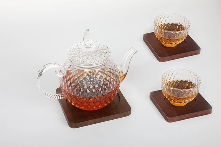 big size bamboo lid scented tea borosilicate glass teapot