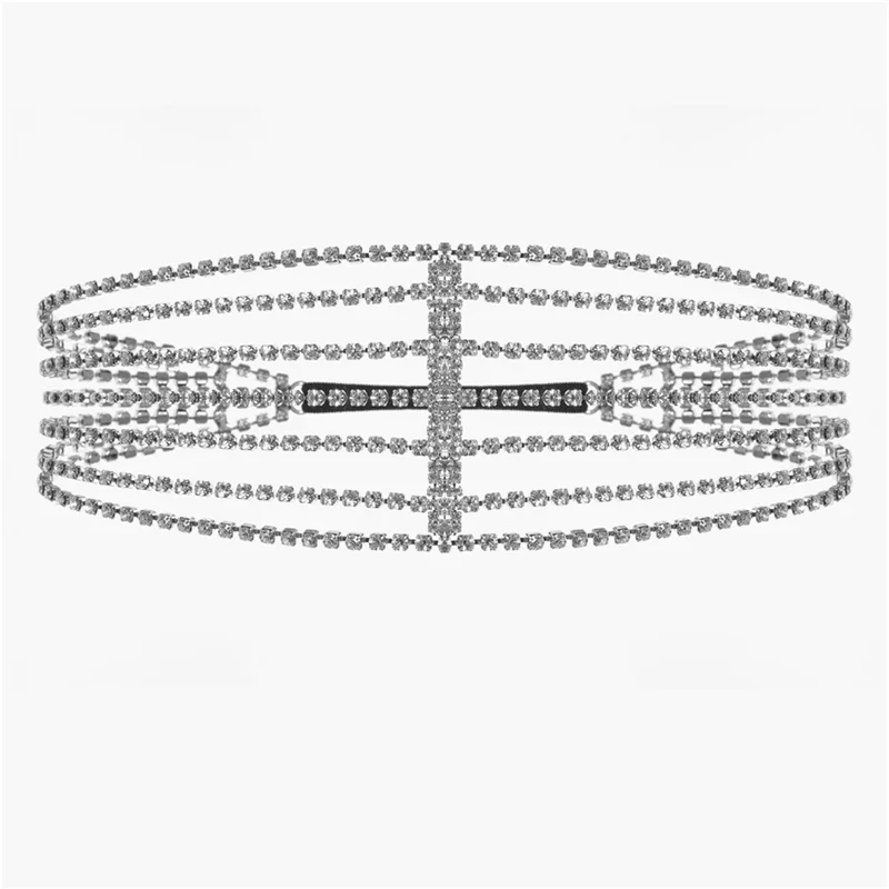 High Quality Multi-drainage Diamond Trendy Hair Band Shiny Crystal Headband Hat Bridal Headpiece Jewelry Tennis Hair Chains