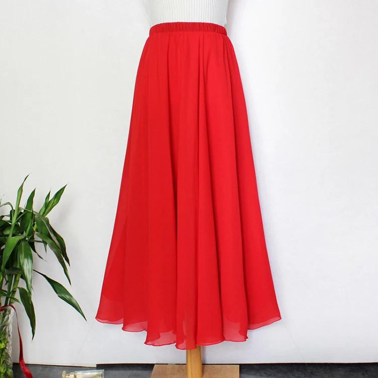 2020 New Arrival Fashion Boho Maxi skirt Custom Muslim Factory Candy Color Long High Waist Skirt For Woman Plus Size