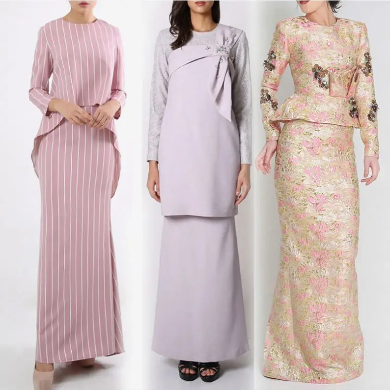Новинка стильная одежда Baju Kurung с цветочным принтом Дубай Индонезия оптовая продажа мусульманское платье