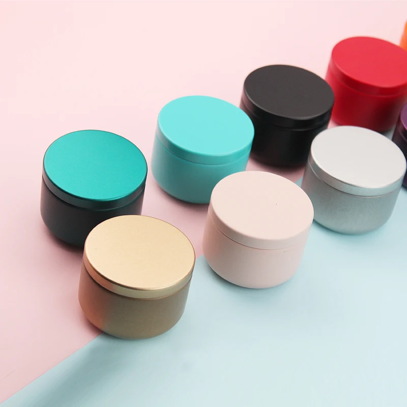 50g Empty Round Metal Candle Jar Tinplate Tea Storage Container Can Gift Candy Box Cosmetic Cream Jar With Screw Lid