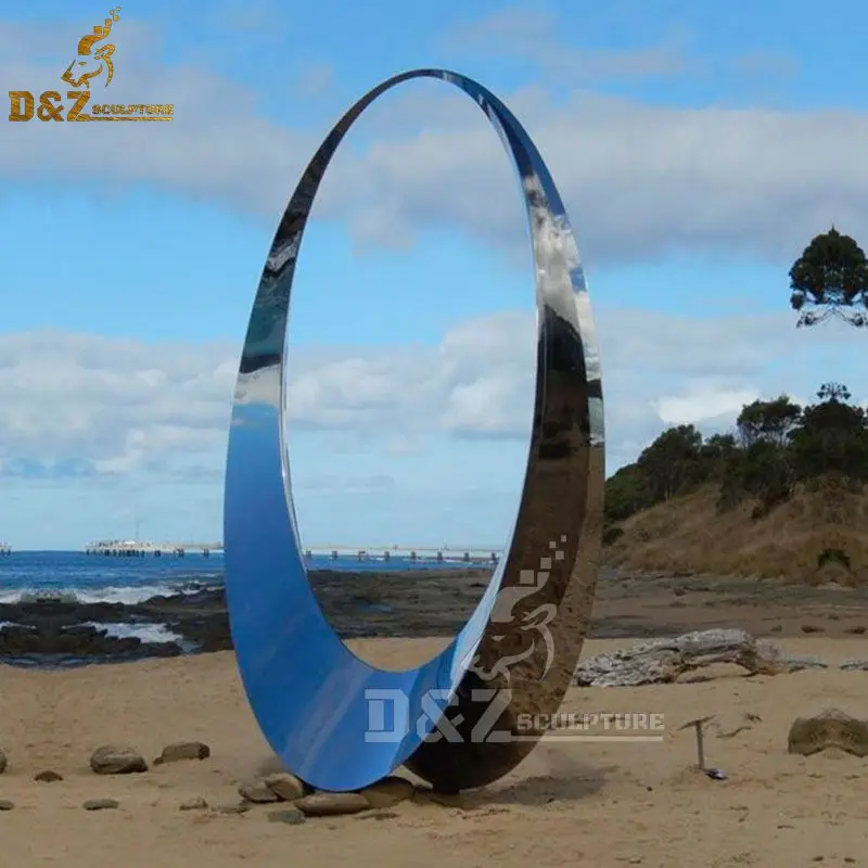 modern metal decorative sculpture circle 304 mirror finished garden stainless steel sculpture