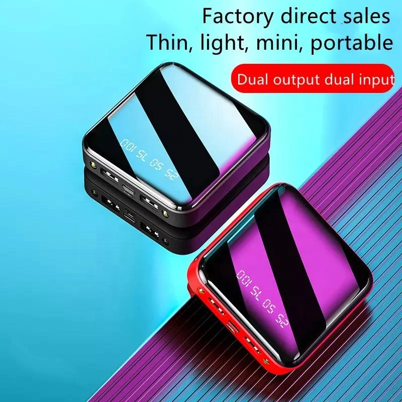 Best Selling portable Mini Power Bank 10000mah Flashlight LED Powerbank 20000mah Phone Chargers Bulk Mirror Power Bank Mini