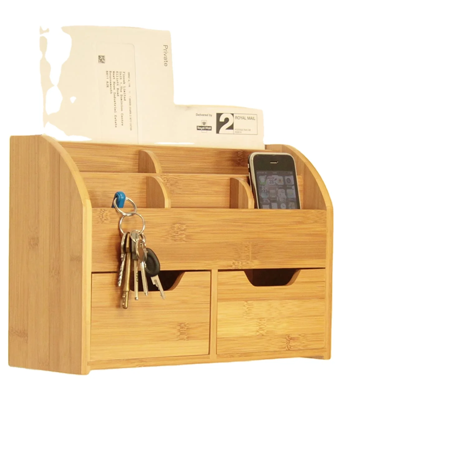 
Bamboo Wall Mounted Letter Holder Key Rack 