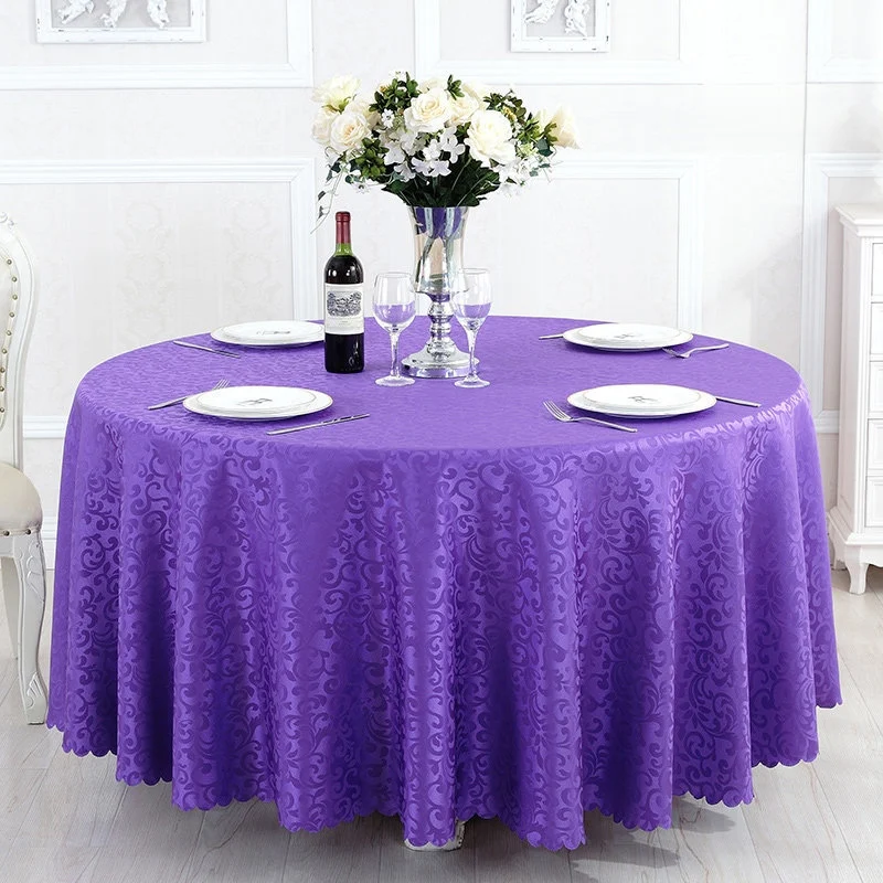 Wholesale Polyester Jacquard Birthday Banquet 132 Inch Round Tablecloth for Wedding Party Handmade Opp Bags 100% Polyester Solid