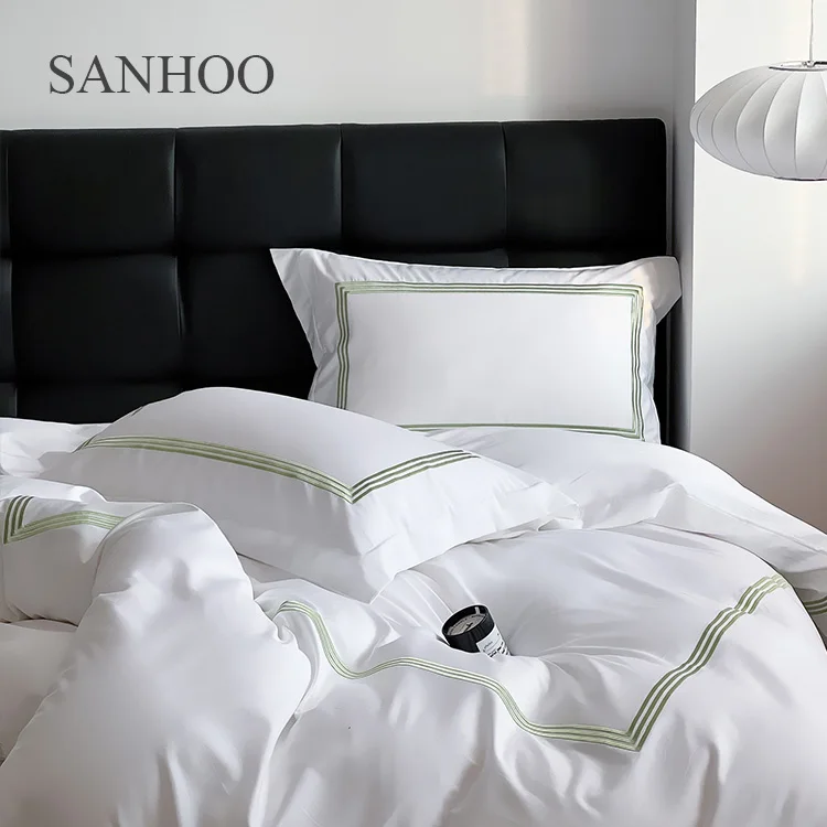 SANHOO Percale Hotel Bed Sheets Queen King Size Bed Linen 400TC White Hotel Quality Beddings