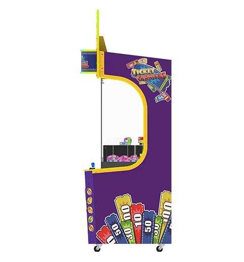 Lottery carnival ticket Claw crane redemption game machine, rfid ticket pusher game