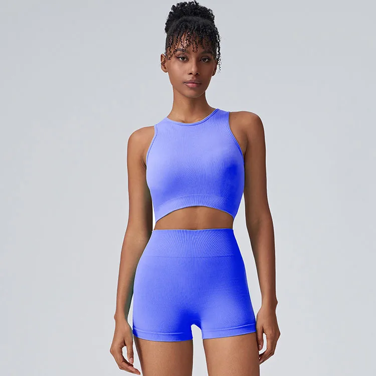 Summer new design women hollow high end candy color backless sexy and breathable yoga set