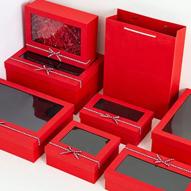 Chengruo Custom Emballage PVC Transparent Window Caja Regalo Paper Box Packaging With Ribbon For Shoes Clothing Gift Jewelry