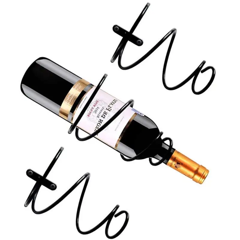 Spiral Wine Wall Holder black wall mounted wine rack Metal Hanging Bottle Display Rack for Home Bar