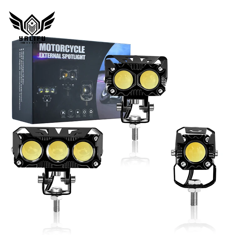 LED Mini Driving Light Dual Color Hi/Lo Beam White Yellow 3 Lens led driving light for Motorcycles Motorbikes SUV Cars