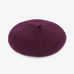 MOTE-ZA208 High Quality French Beret Hat Winter Warm Solid Color Cap Yellow Beret Hat Black Wool Kids Beret Hat
