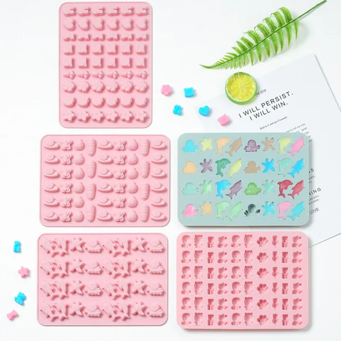 54 Cavity Silicone 3D Animal Fruit Bear Rabbit Chocolate Moulds Jelly Candy Molds