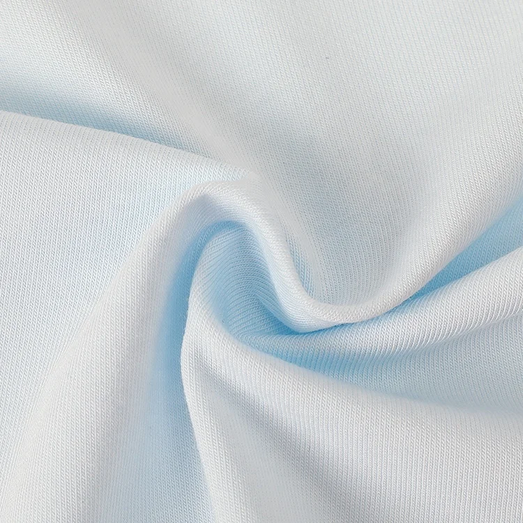 Custom OEM ODM Biodegradable 175CM 170GSM 47.5% Cotton 47.5% Viscose 5% Spandex Single Knitted Stretch Spandex Jersey Fabric
