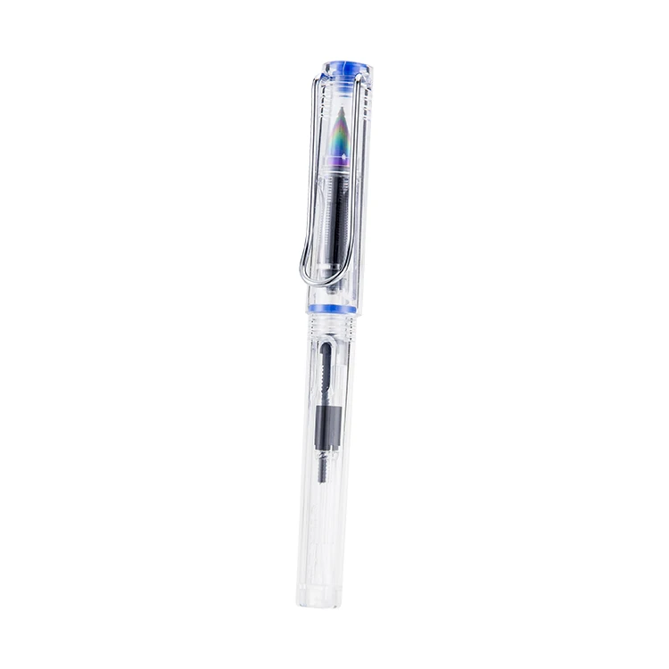 promotion classic style transparent body correction position  plastic fountain pen for office and school